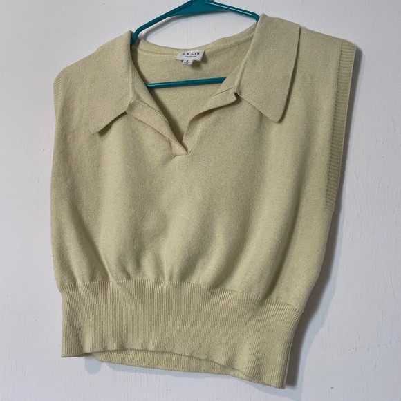 Le Lis Tops - Le Lis Collection Collared Knit Sweater Vest Pale Yellow S